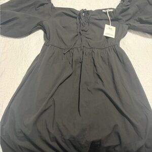 Off the shoulder Black Dress with Puff Sleeves